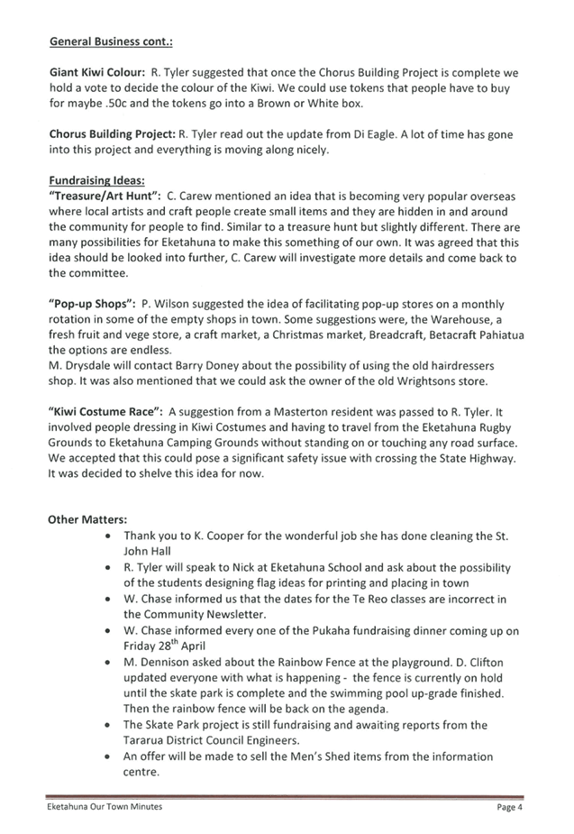 Agenda of Eketahuna Community Board meeting 2 June 2017