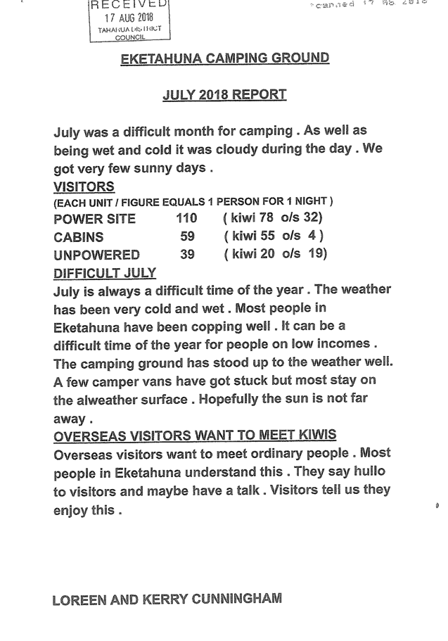 Agenda of Eketahuna Community Board meeting 7 September 2018