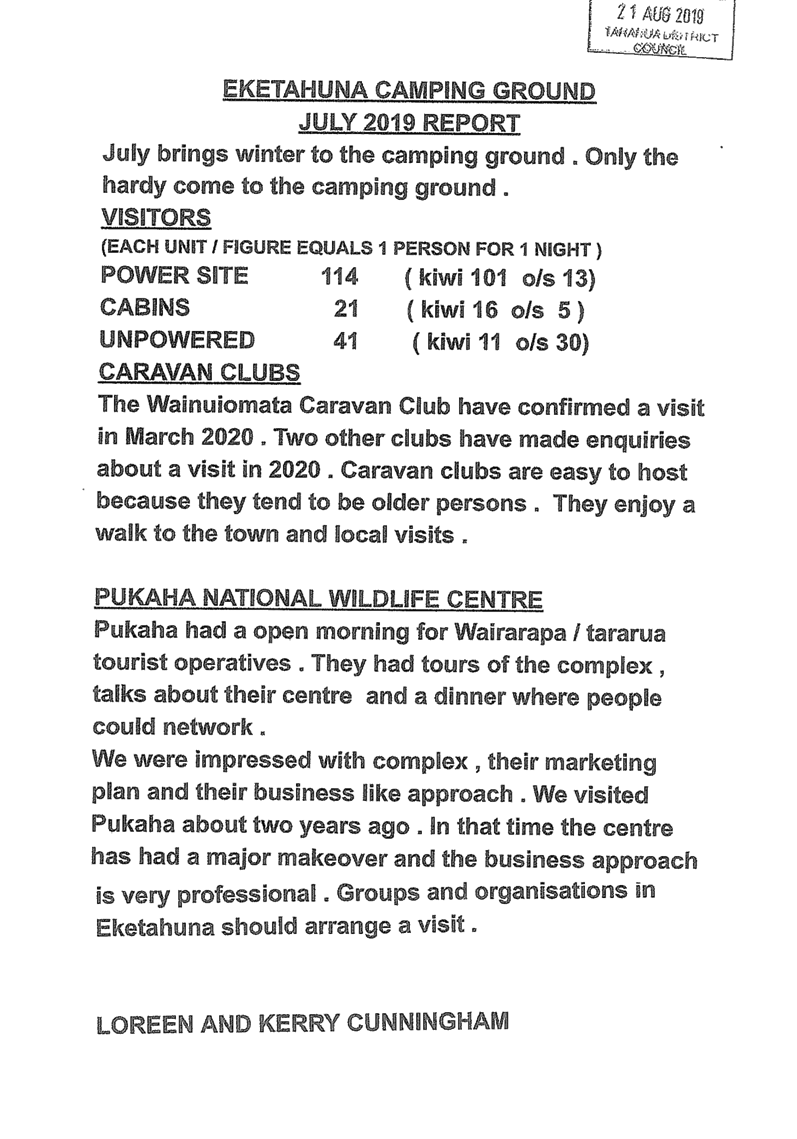 Agenda of Eketahuna Community Board meeting 6 00 2019