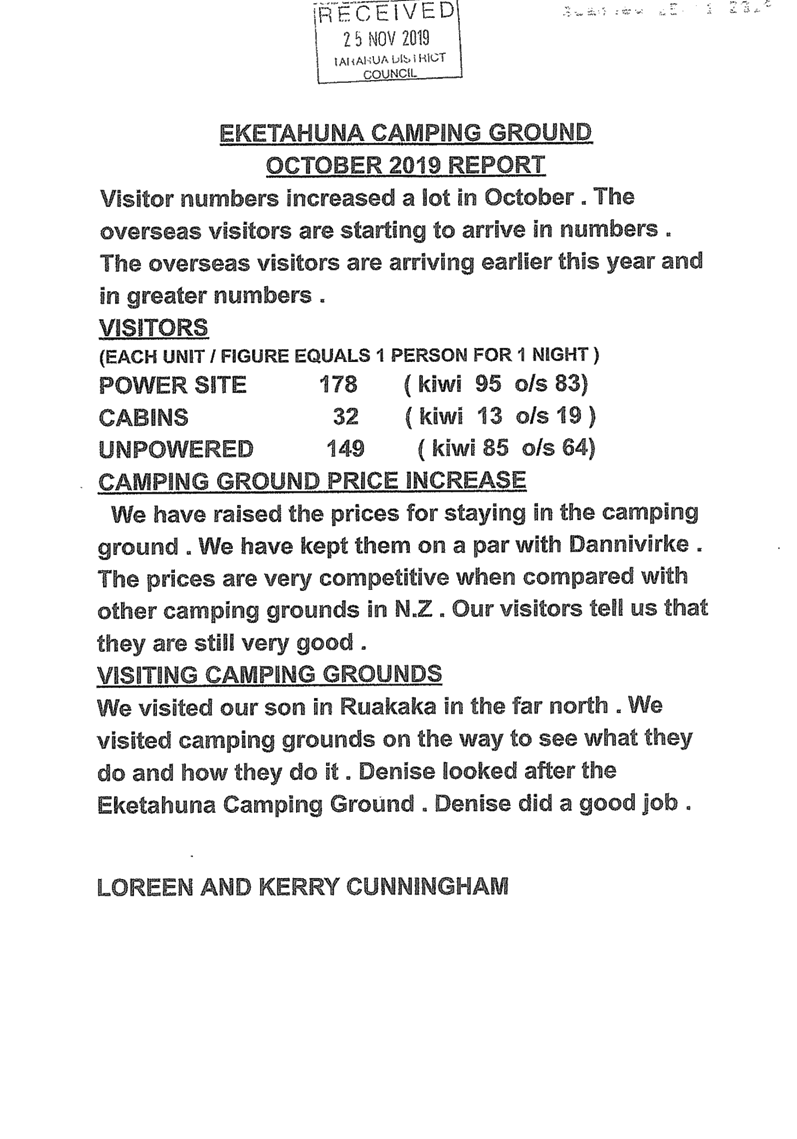 Agenda of Eketahuna Community Board meeting 9 December 2019